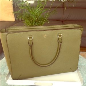 Tory Burch Robinson Large Tote Green Olive